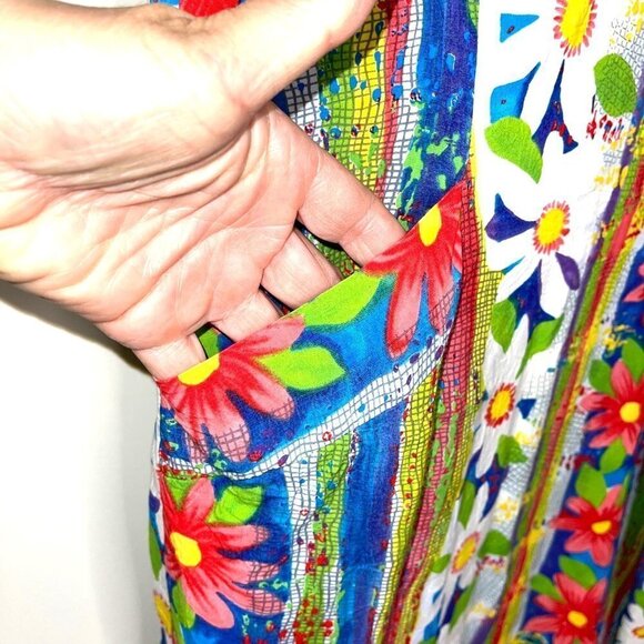 Jams World Shift Dress Womens Size 11 Vintage Sea Daisy Print Back Zip Pockets - Picture 3 of 12